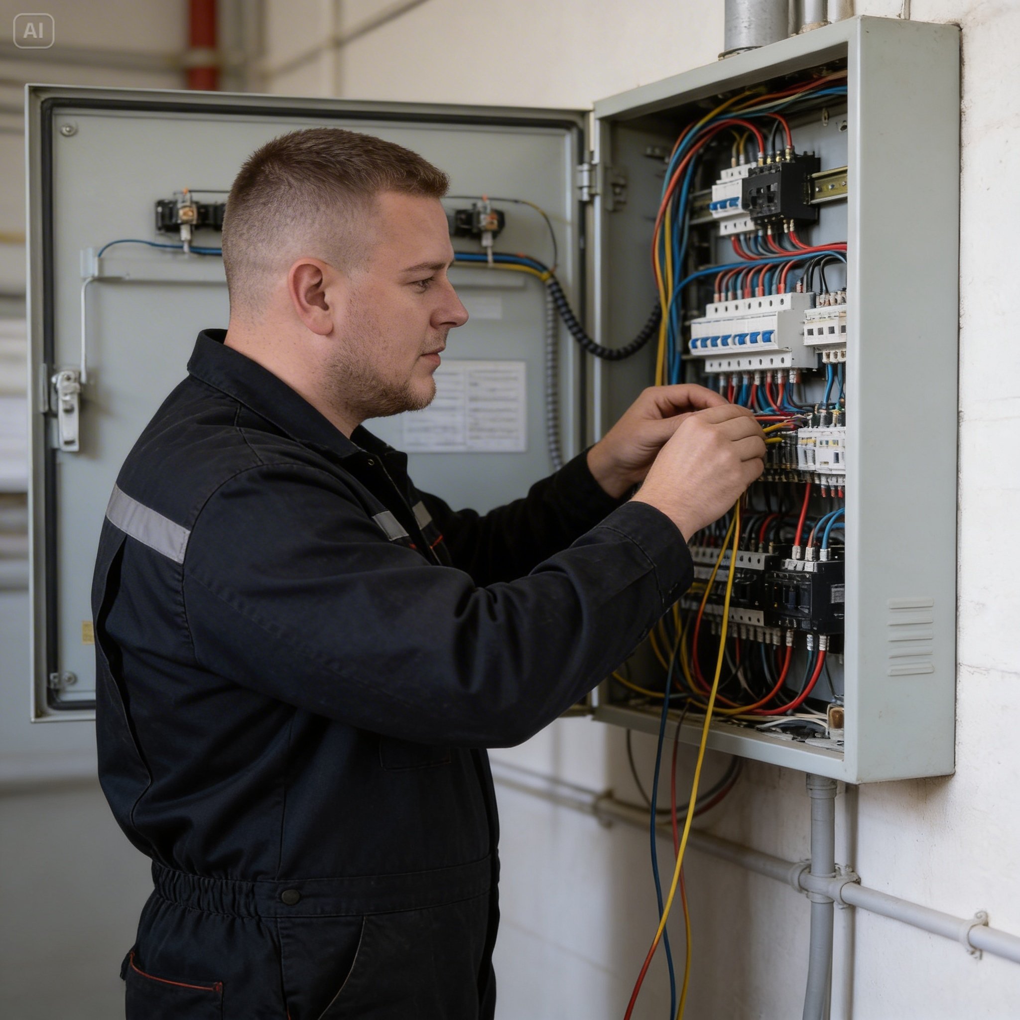 Niklas Herpich am Schaltschrank